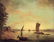 Francis Swaine Scene on the Thames oil on canvas